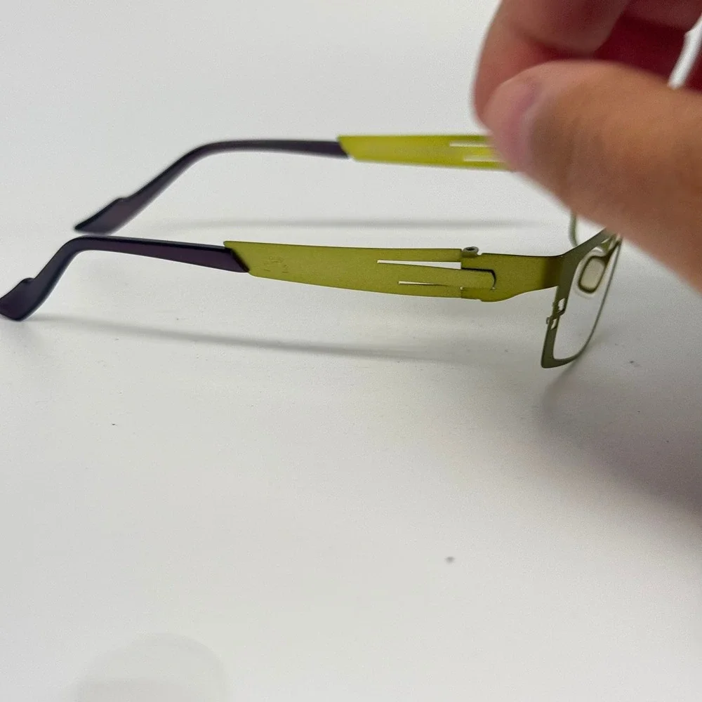 Eye DC Lime Green Metal Rectangular Eyeglass Frames Made in France H6555